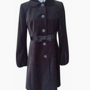 Loft velvet bow waist long dress coat